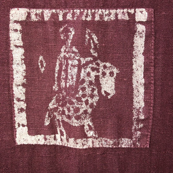 🎉2xHP🎉 BLUE CACTUS Linen Maxi Dress Beach Pool Cover Up Maroon Vintage Plus 3X - Picture 4 of 11